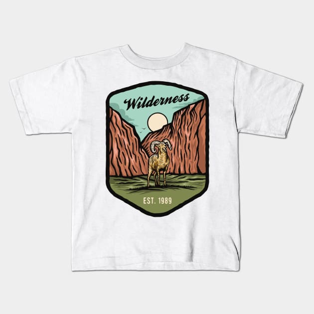 Wilderness Goat Kids T-Shirt by Mako Design 